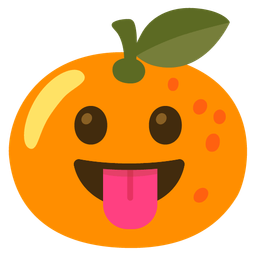 face with tongue and tangerine