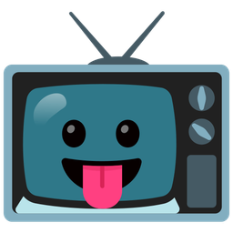 face with tongue and television