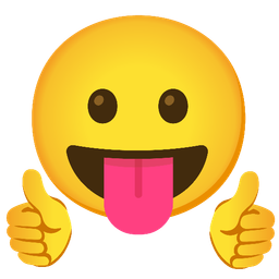 face with tongue and thumbs up