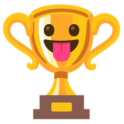 face with tongue and trophy