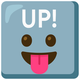 face with tongue and UP! button