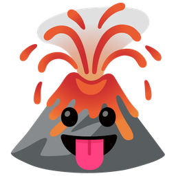 face with tongue and volcano