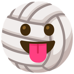 face with tongue and volleyball