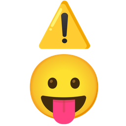 face with tongue and warning