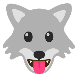 face with tongue and wolf