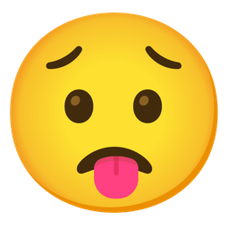 face with tongue and worried face