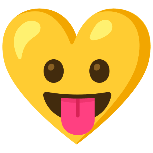 Face with tongue and Yellow heart