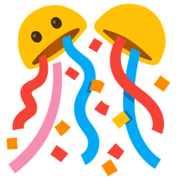 face without mouth and confetti ball