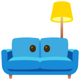 face without mouth and couch and lamp