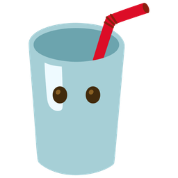 face without mouth and cup with straw