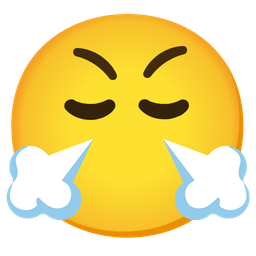 face without mouth and face with steam from nose