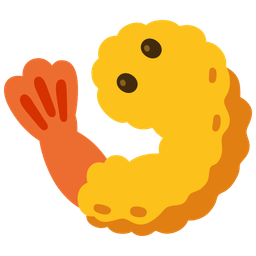 face without mouth and fried shrimp