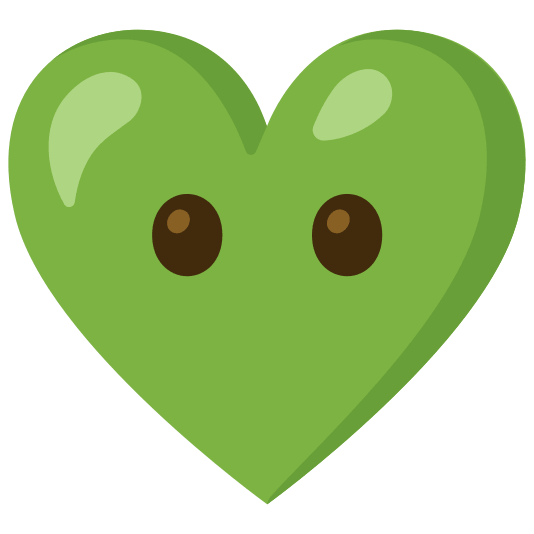 Face without mouth and Green heart