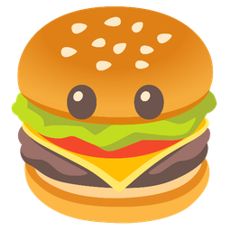 face without mouth and hamburger