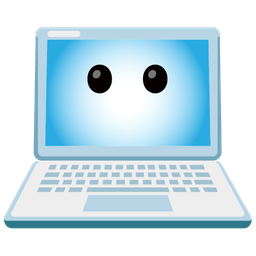 face without mouth and laptop