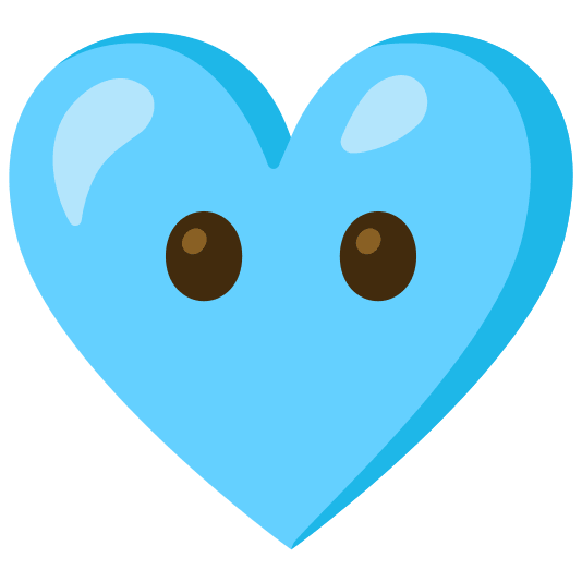 Face without mouth and Light blue heart
