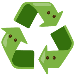 face without mouth and recycling symbol