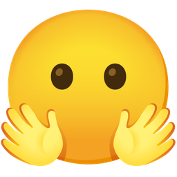 Face without mouth and Smiling face with open hands