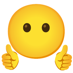 face without mouth and thumbs up