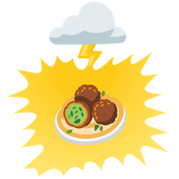 falafel and cloud with lightning