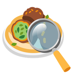 falafel and magnifying glass tilted right