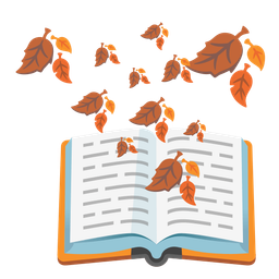 fallen leaf and books