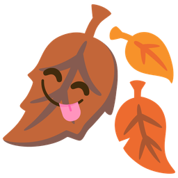 Fallen leaf and Face savoring food