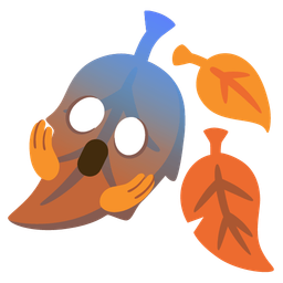 fallen leaf and face screaming in fear