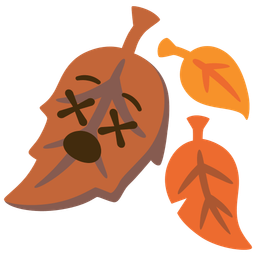 fallen leaf and face with crossed-out eyes
