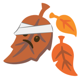 fallen leaf and face with head-bandage