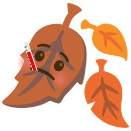 fallen leaf and face with thermometer