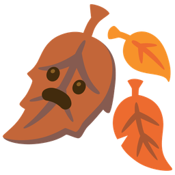 fallen leaf and frowning face with open mouth