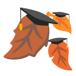 fallen leaf and graduation cap