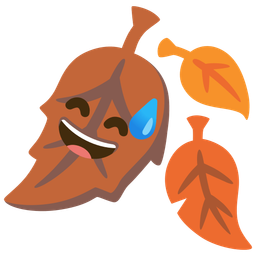 Fallen leaf and Grinning face with sweat