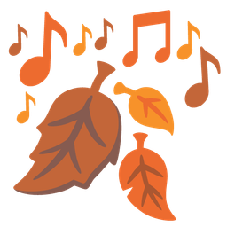 fallen leaf and musical notes