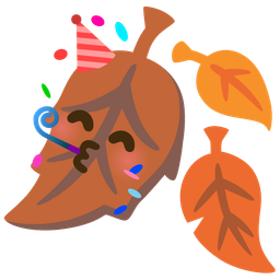 fallen leaf and partying face