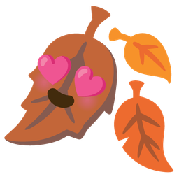 Fallen leaf and Smiling face with heart-eyes