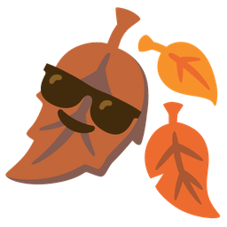 fallen leaf and smiling face with sunglasses