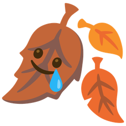 Fallen leaf and Smiling face with tear