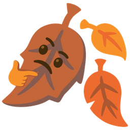 fallen leaf and thinking face