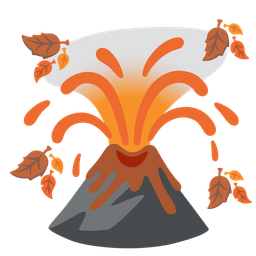 fallen leaf and volcano