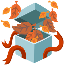 fallen leaf and wrapped gift