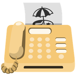 Fax machine and Beach with umbrella