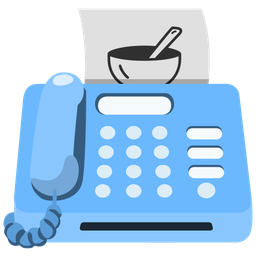 Fax machine and Bowl with spoon