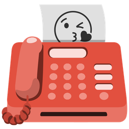 Fax machine and Face blowing a kiss