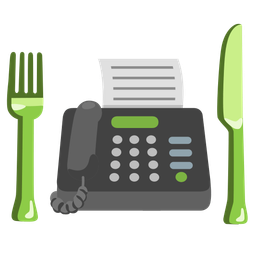 Fax machine and Fork and knife with plate