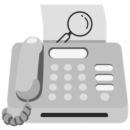 Fax machine and Magnifying glass tilted right