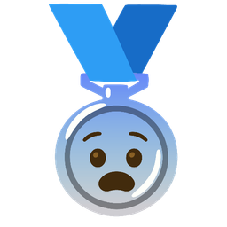 Fearful face and 2nd place medal