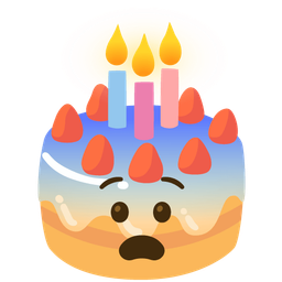 Fearful face and Birthday cake