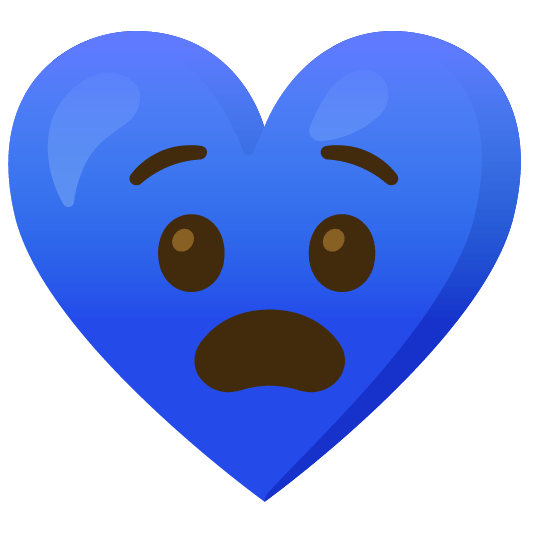 Fearful face and Blue heart